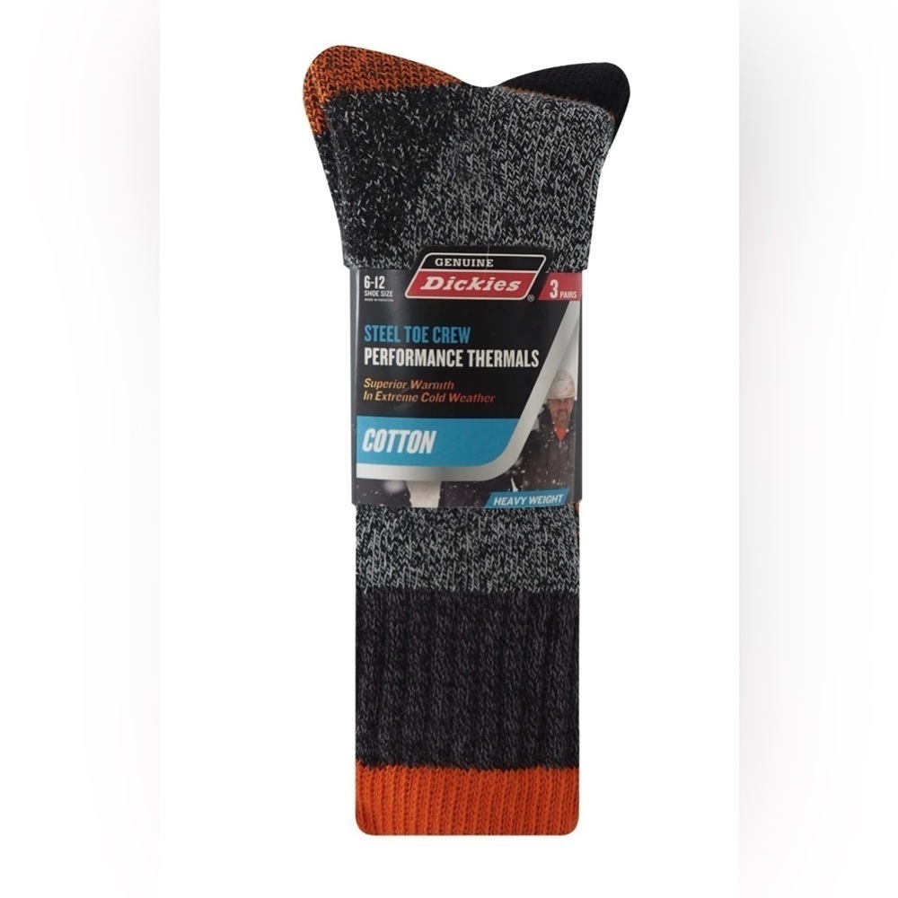 Dickies Mens Size 6-12 Thermal Cotton Crew Socks, 3-Pack